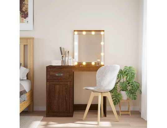 VIDAXL - Coiffeuse avec lumières led chêne marron 90x42x132,5 cm