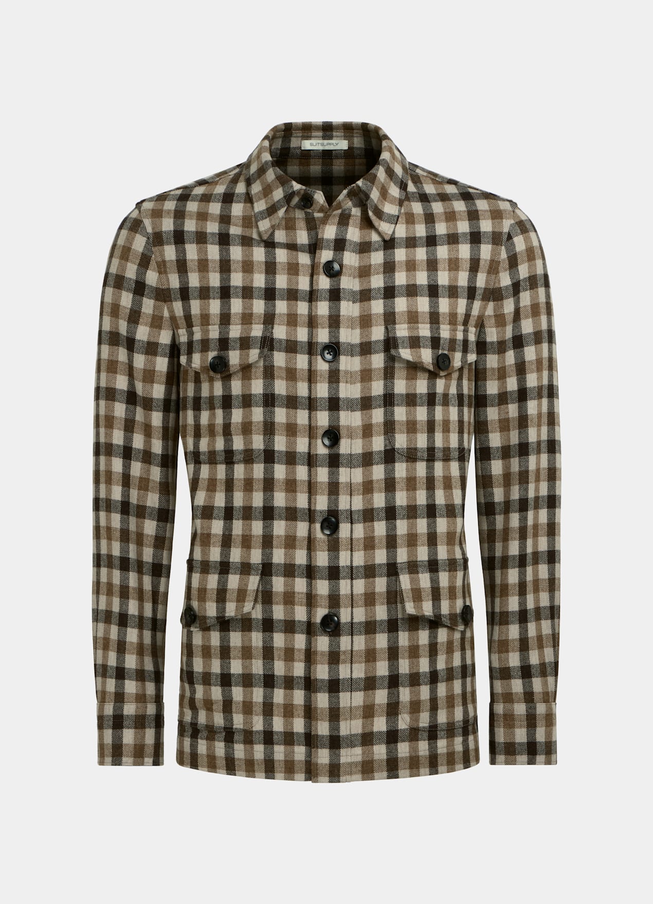Veste chemise coupe Relaxed marron moyen à carreaux