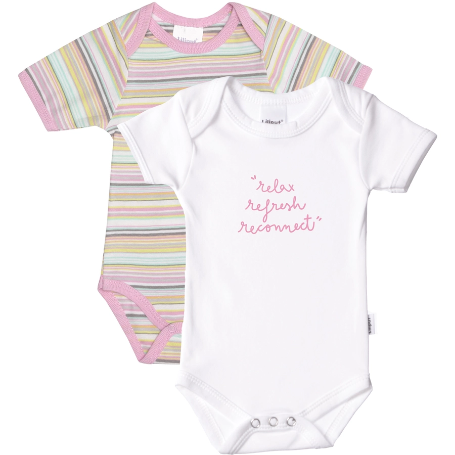 Liliput Kurzarm-Bodys 2er-Set rosa und weiß