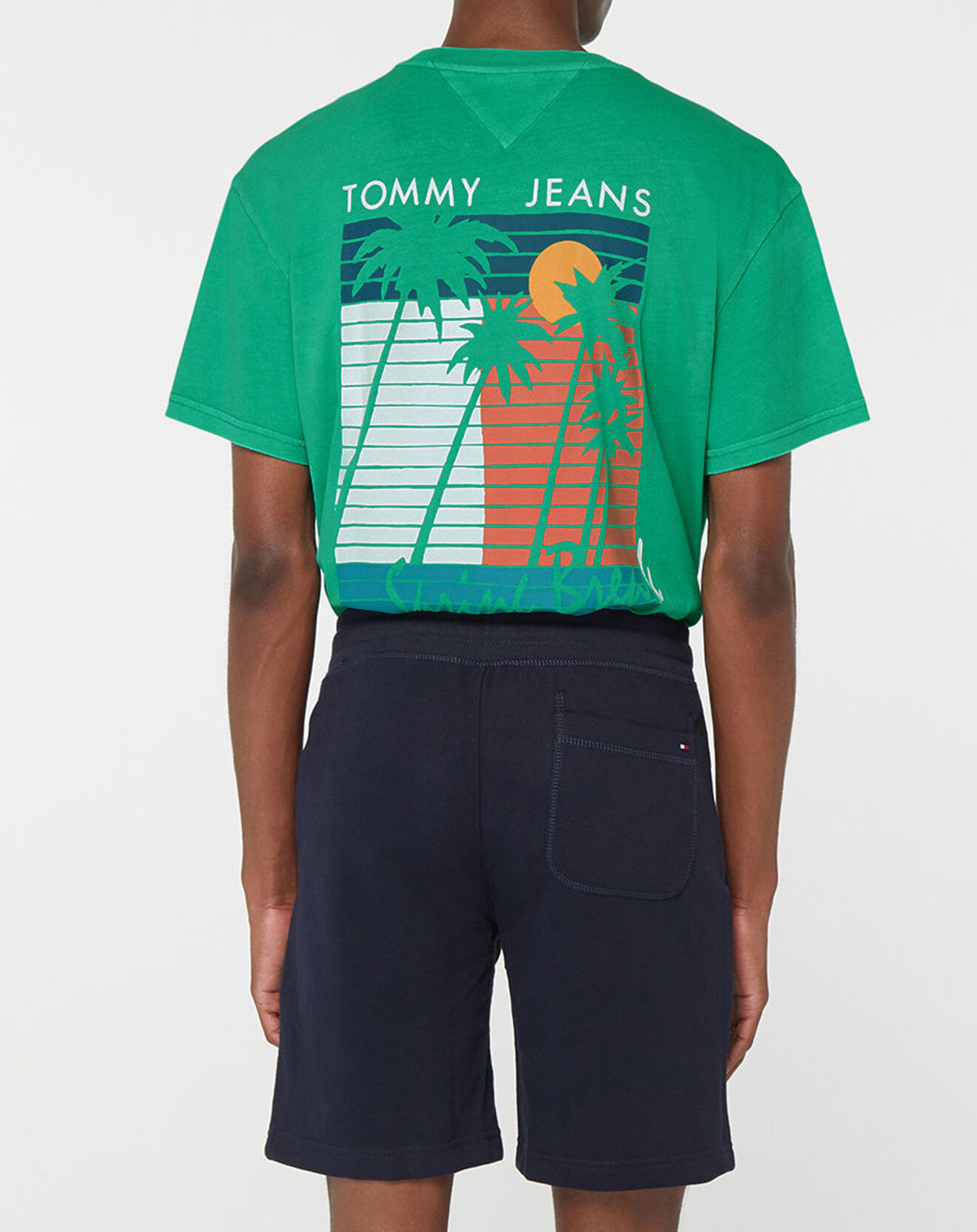 Tommy Jeans T-Shirt 100% Coton Bio Dos imprimé vert