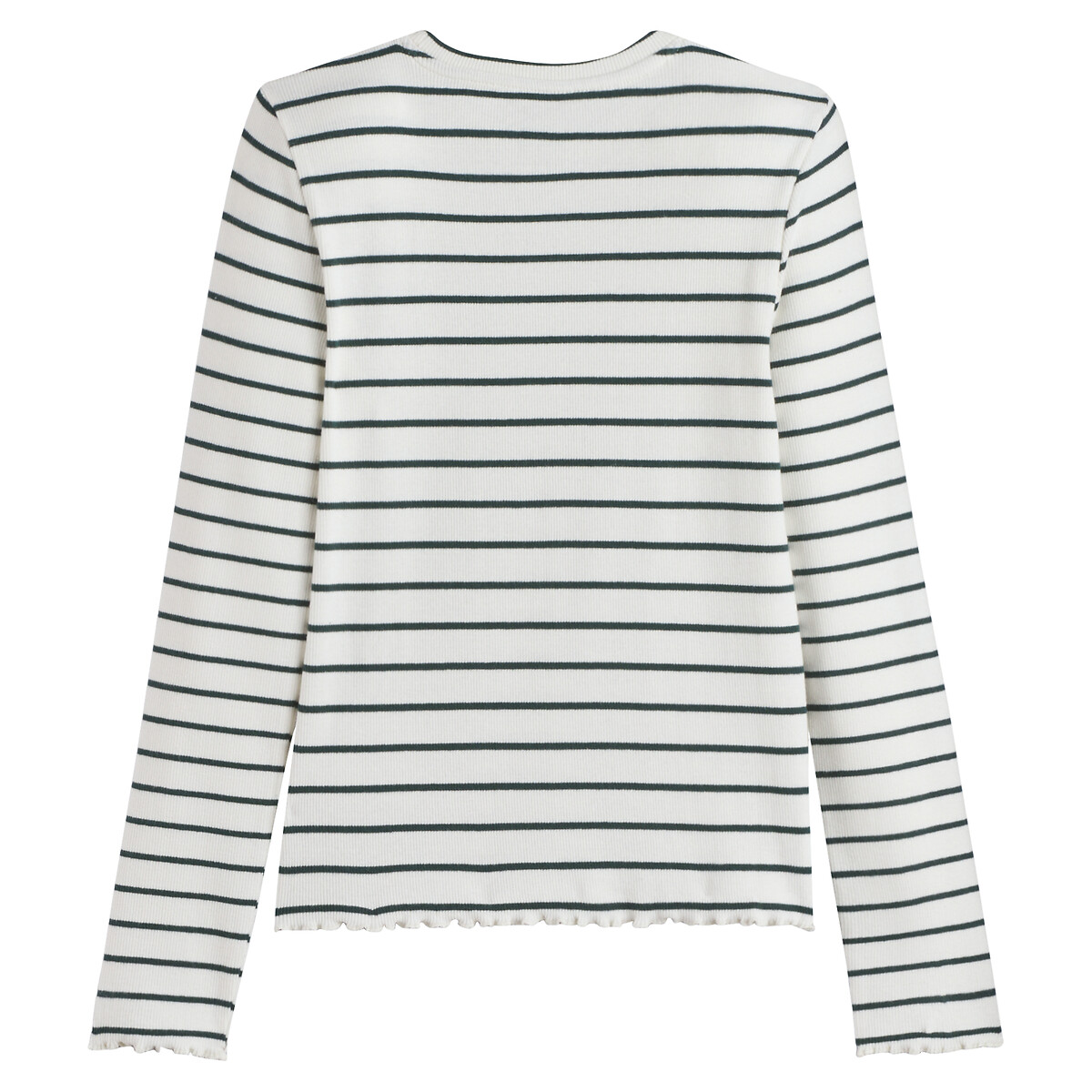 COLEÇÕES LA REDOUTE<br>Camiseta de manga comprida com listras caneladas