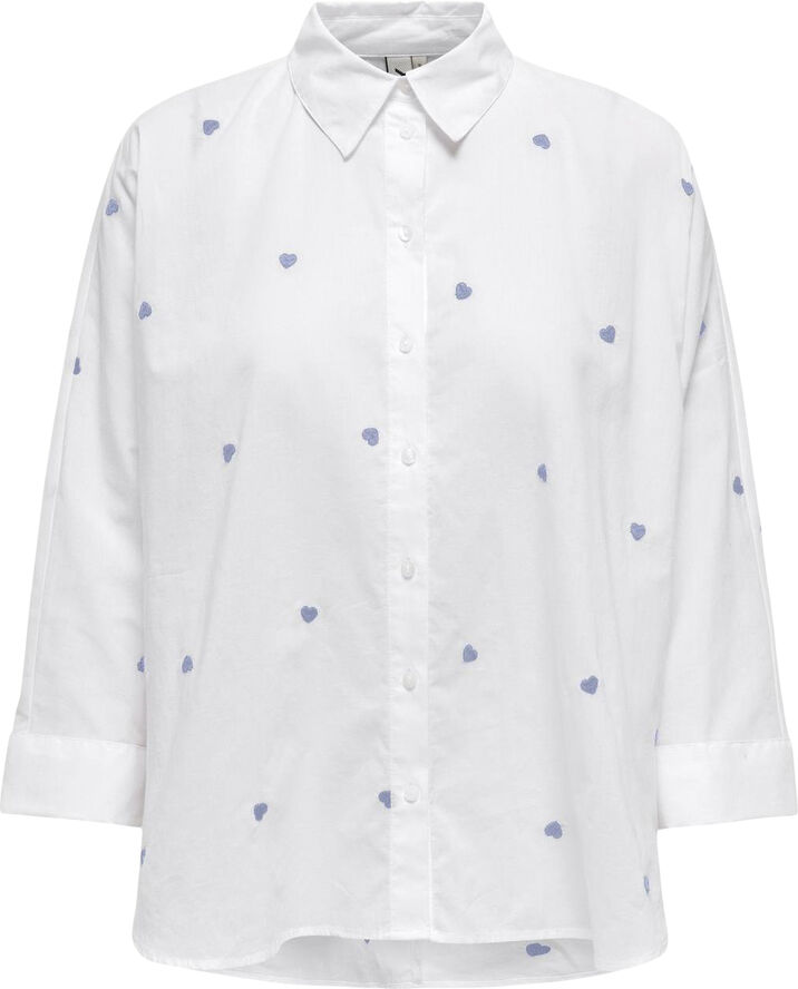 ONLY ONLNEW LINA GRACE LS EMB SHIRT NOOS Bright white/brunnera blue heart