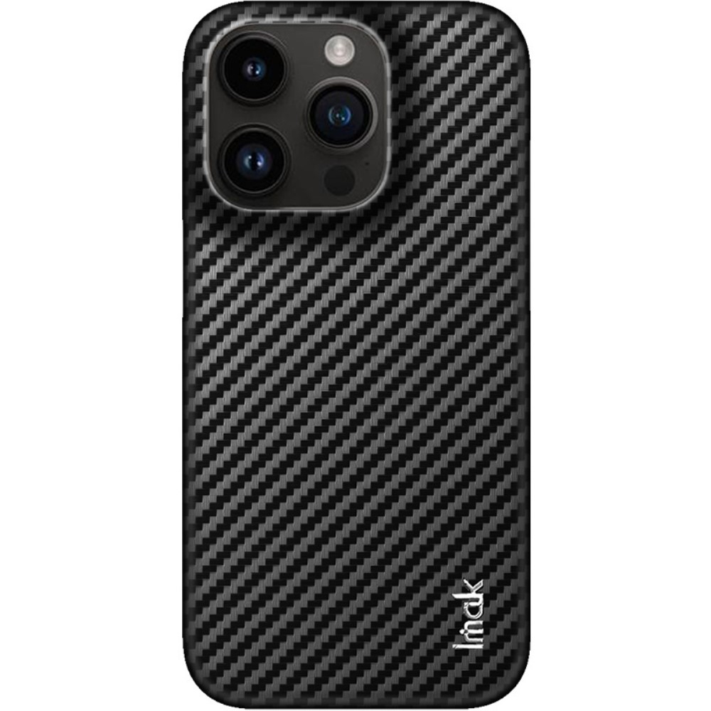 iPhone 14 Pro Hardcase Leder Hülle im Carbon Look - Schwarz