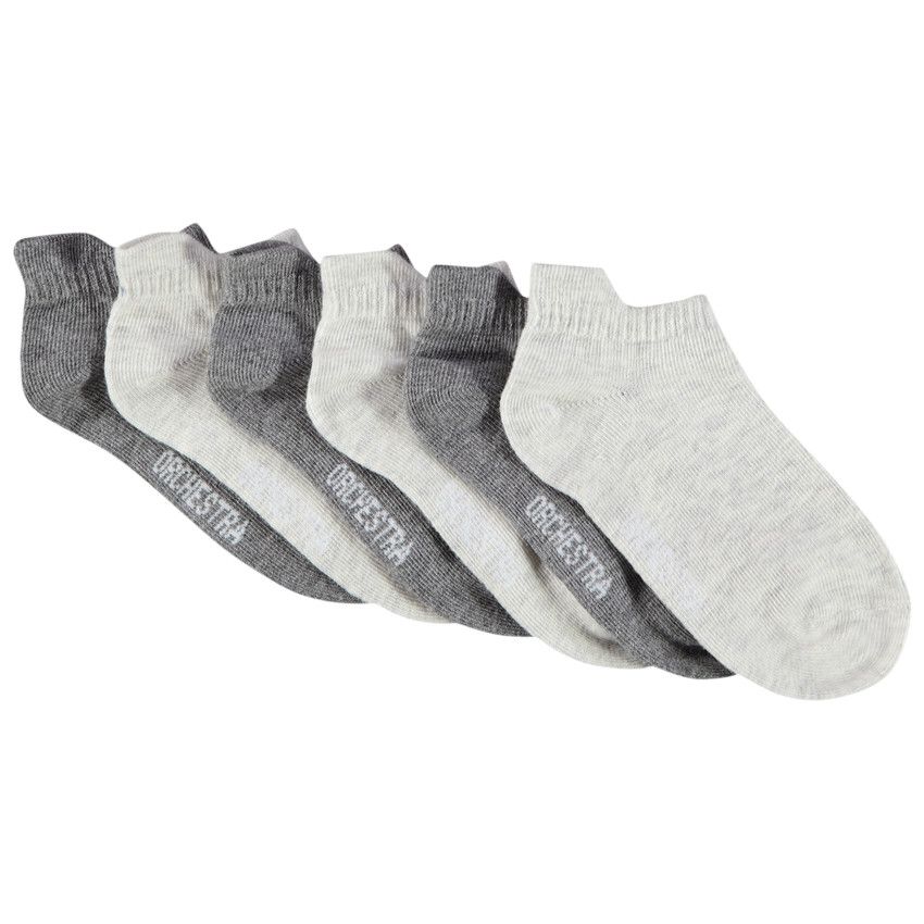 Lot de 6 paires de chaussettes courtes unies pour garçon - Gris chiné