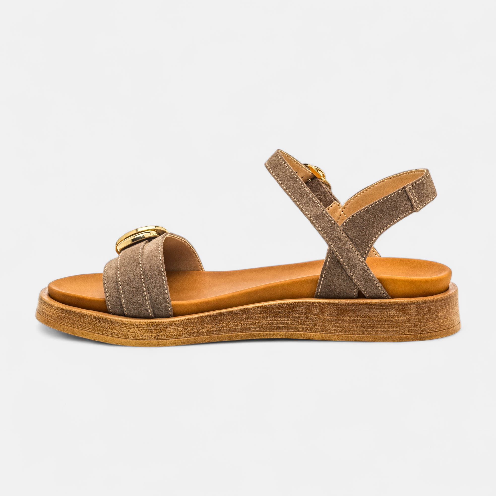 Nu-pieds Femme en cuir taupe