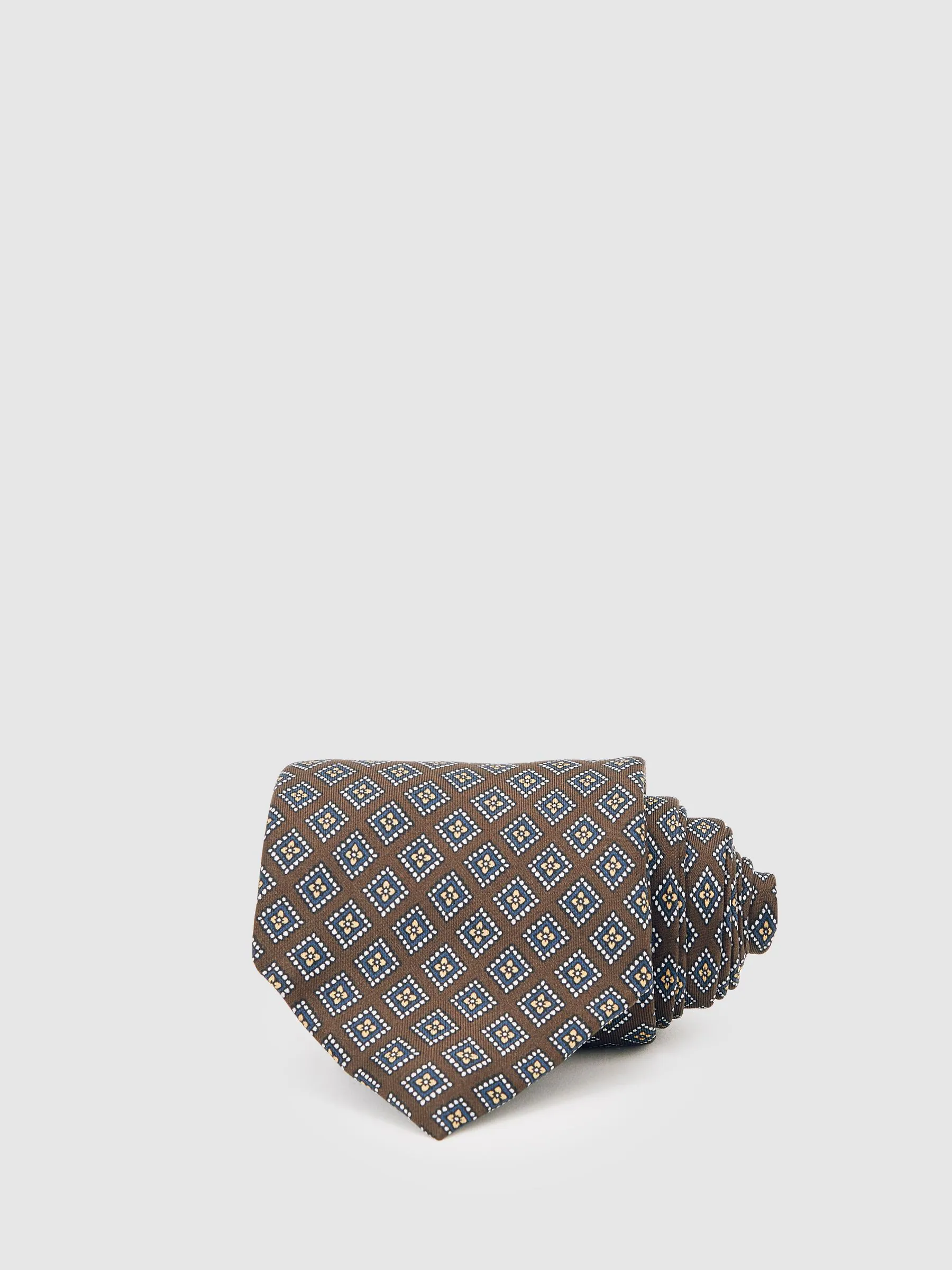 Chocolade/Antraciet - Reiss Bortolo Silk Floral Medallion-Print Tie