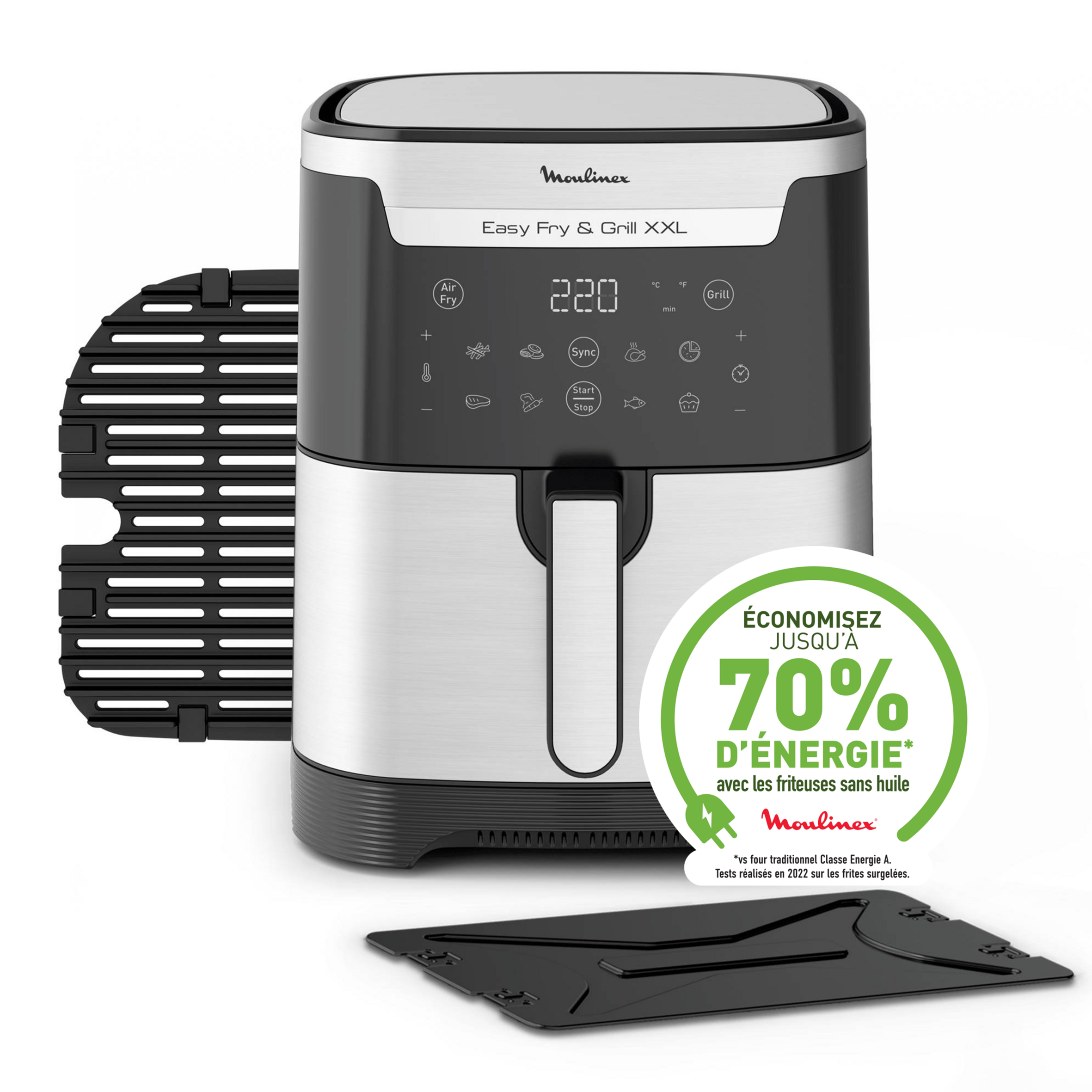 Friteuse à air Easy Fry & Grill XXL 6,5 L, air fryer, grill, 8 prog., 2 zones cuisson