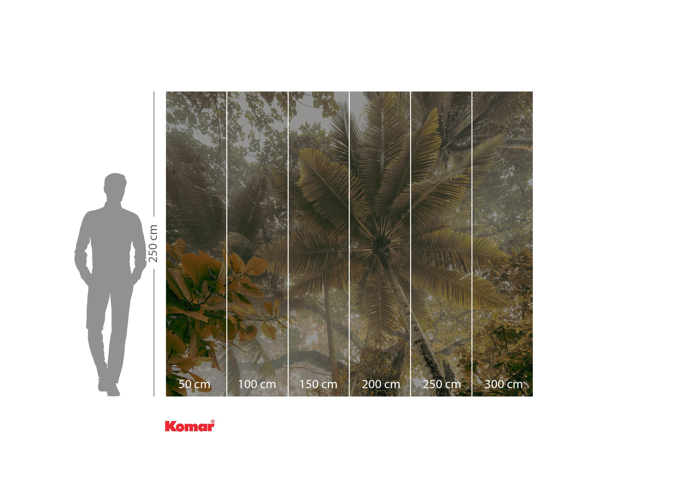 Komar Fototapete »Digitaldruck Vlies -  Palms Panorama - Grösse 300 x 250 cm« bedruckt | floral | geblümt | gemustert | tropisch glatt Wohnzimmer, Schlafzimmer