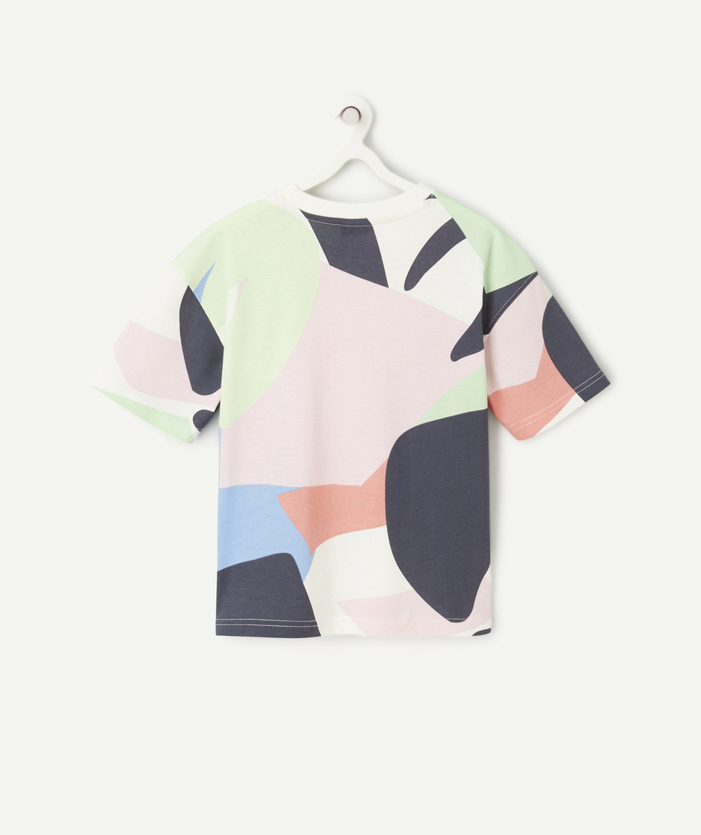 t-shirt manches courtes garçon en coton bio imprimé hawaien