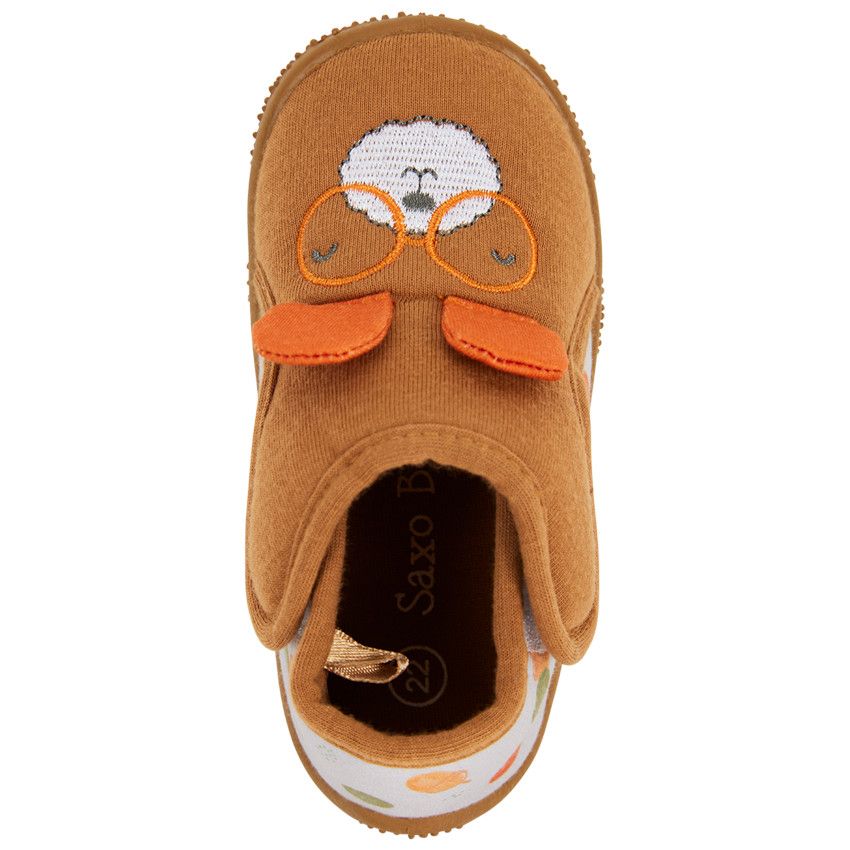 Chaussons bottillons ludiques écureuil pour bébé garçon - Camel