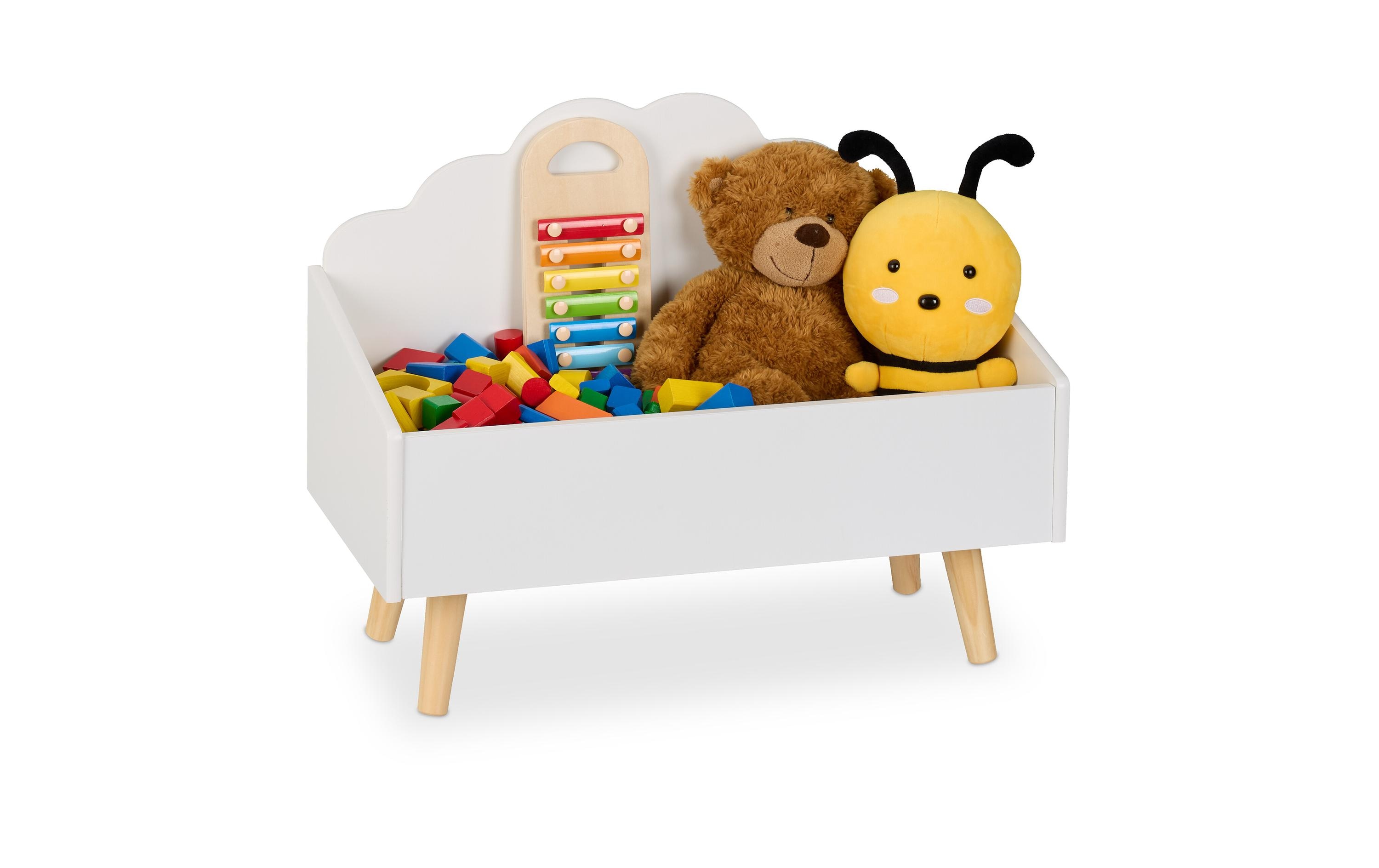 Spielzeugtruhe, MDF / KiefernKindertruhe im Wolken-Design