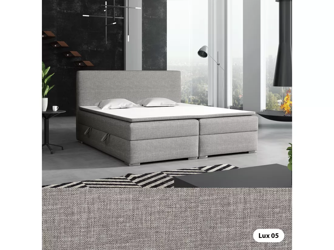 LIT BOXSPRING coffre de lit Laval 140x200 cm, Lux 05 (Gris clair)