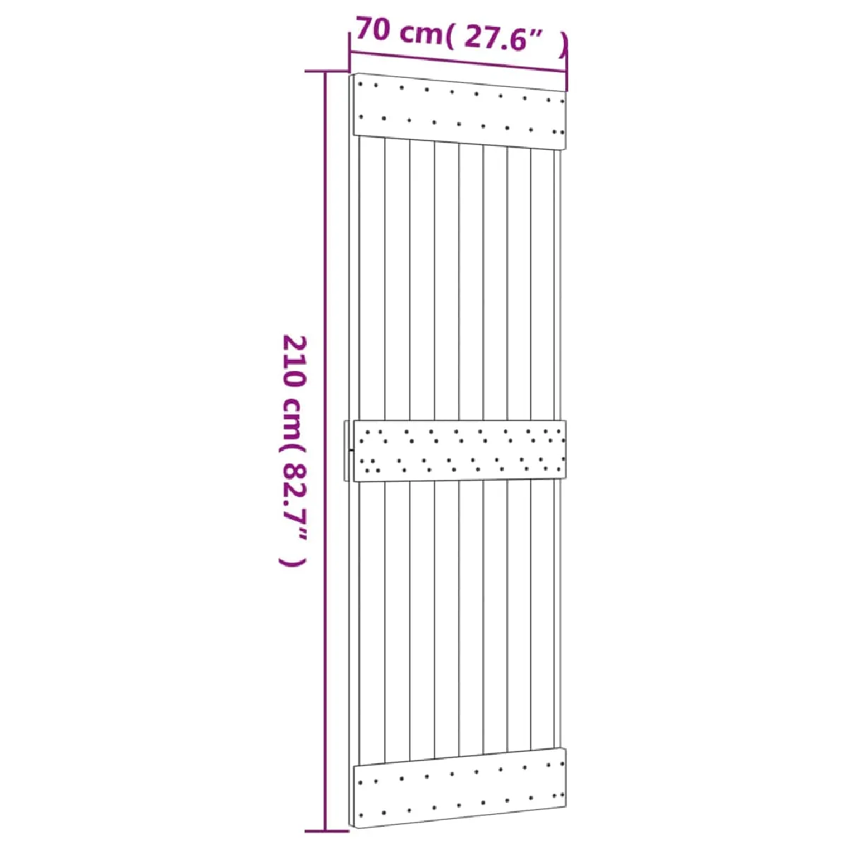 vidaXL Porte coulissante en pin massif - 70x210 cm