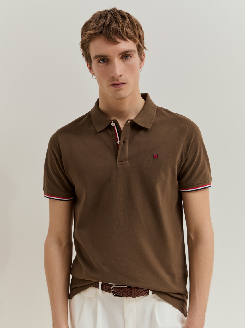 Polo de manga curta em algodão