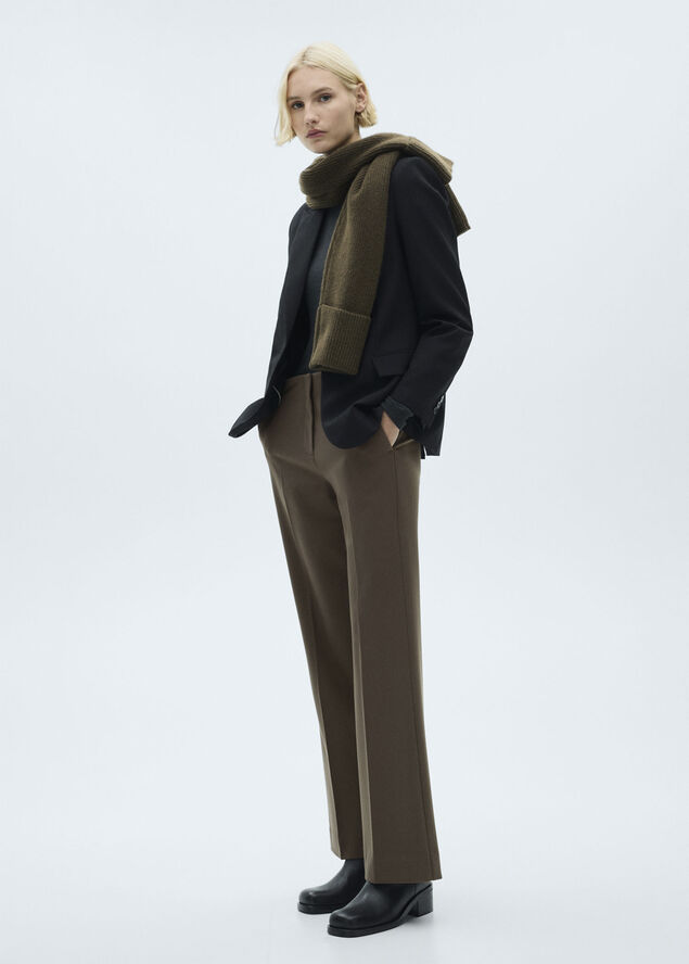 MANGO Mid-rise flare trousers Medium brown