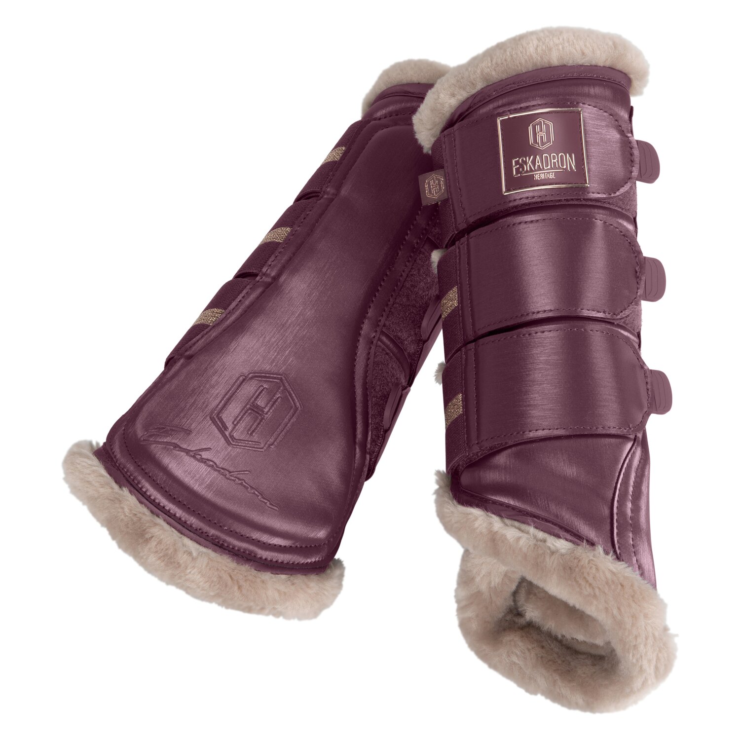 ESKADRON Heritage Gamaschen Glamslate FauxFur  - cassis