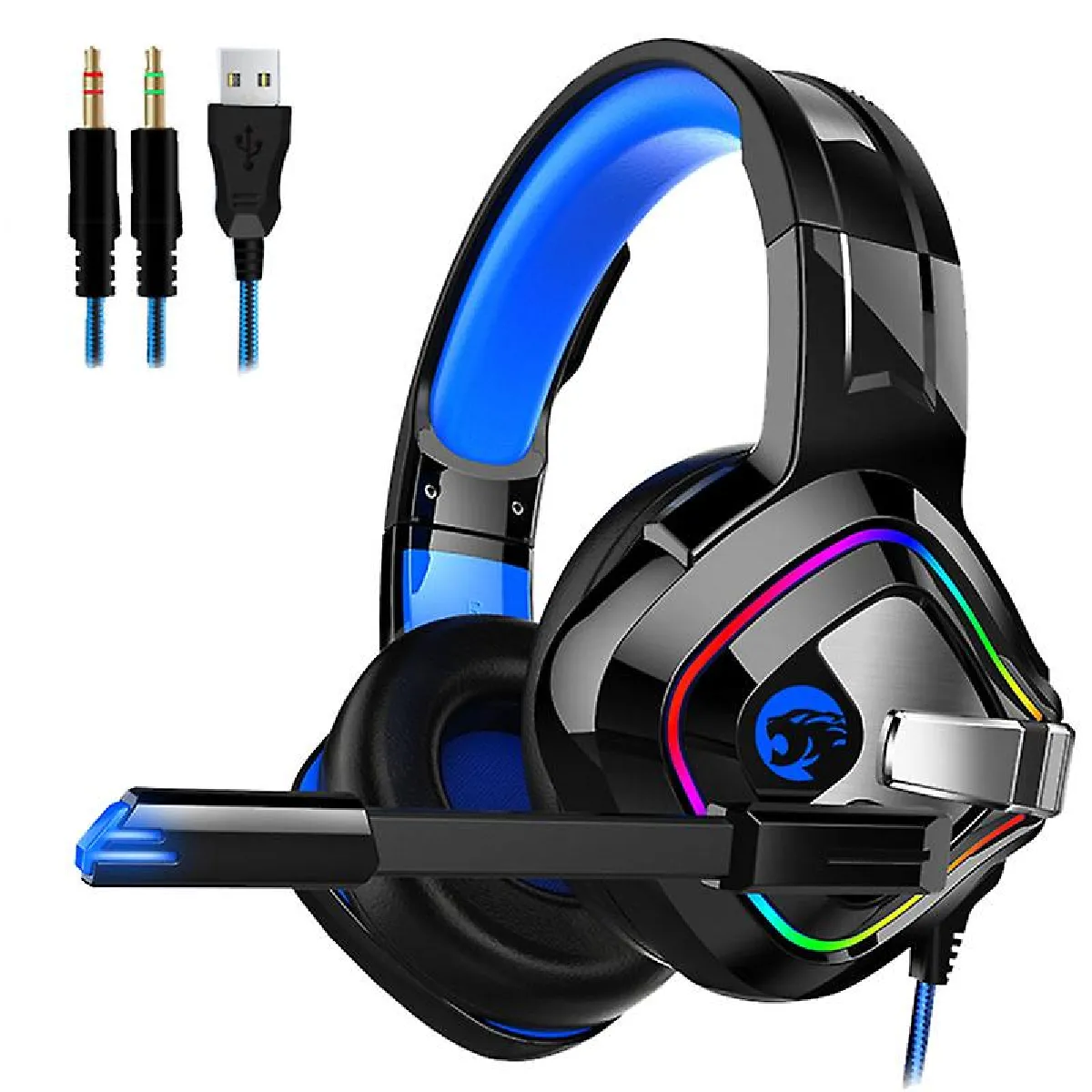 Universal Casque Gaming 3,5 mm - Bleu/RGB