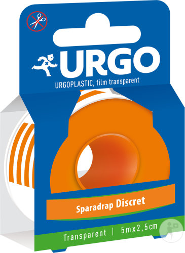 Urgo Urgoplastic Sparadrap Discret Plastique Transparent 2,5cm x 5m 1 Rouleau