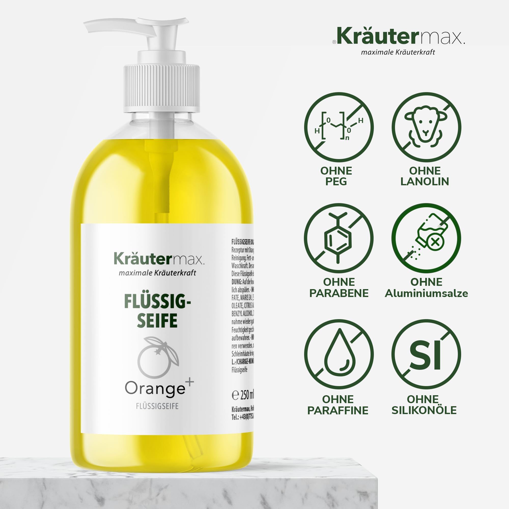 Kräutermax Flüssigseife Orange plus Meersalz