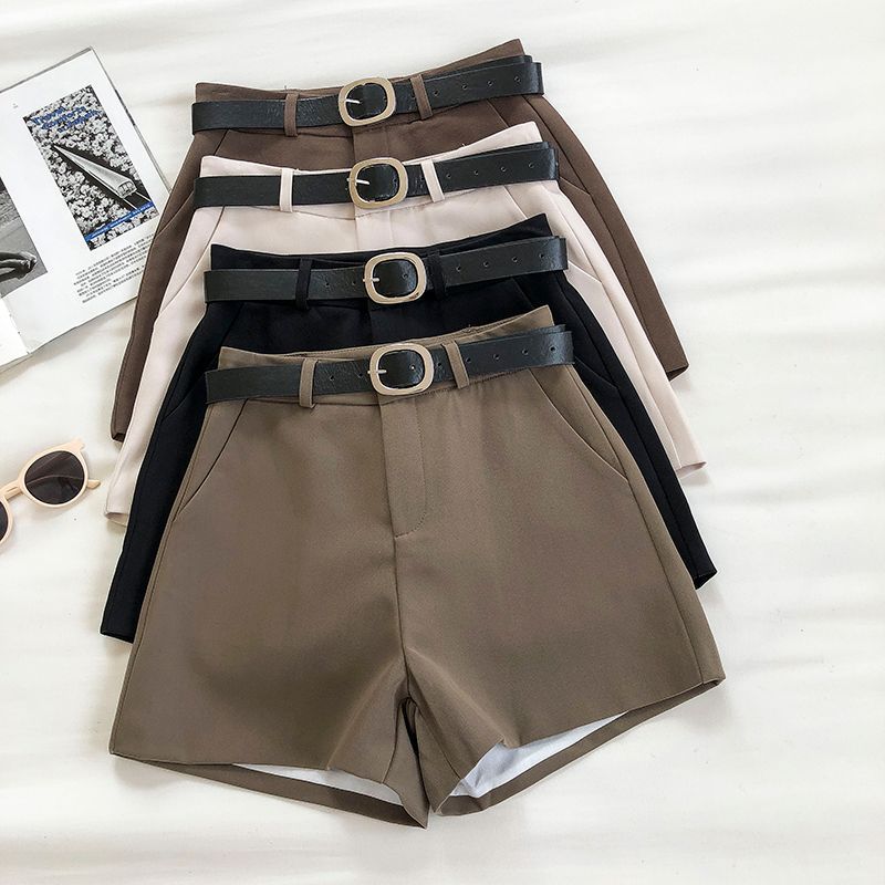 DIYI - Effen shorts met hoge taille en riem