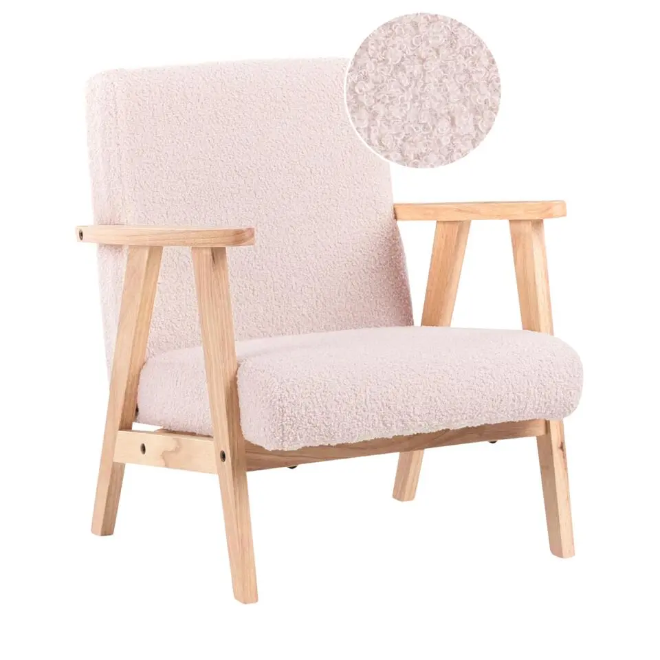 LINDE - Kinderfauteuil - Pastelroze - Bouclé