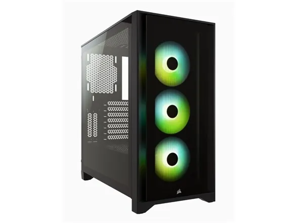 CORSAIR | iCUE 4000X RGB – Miditower - ATX - ingen strømforsyning - Sort - USB/Lyd