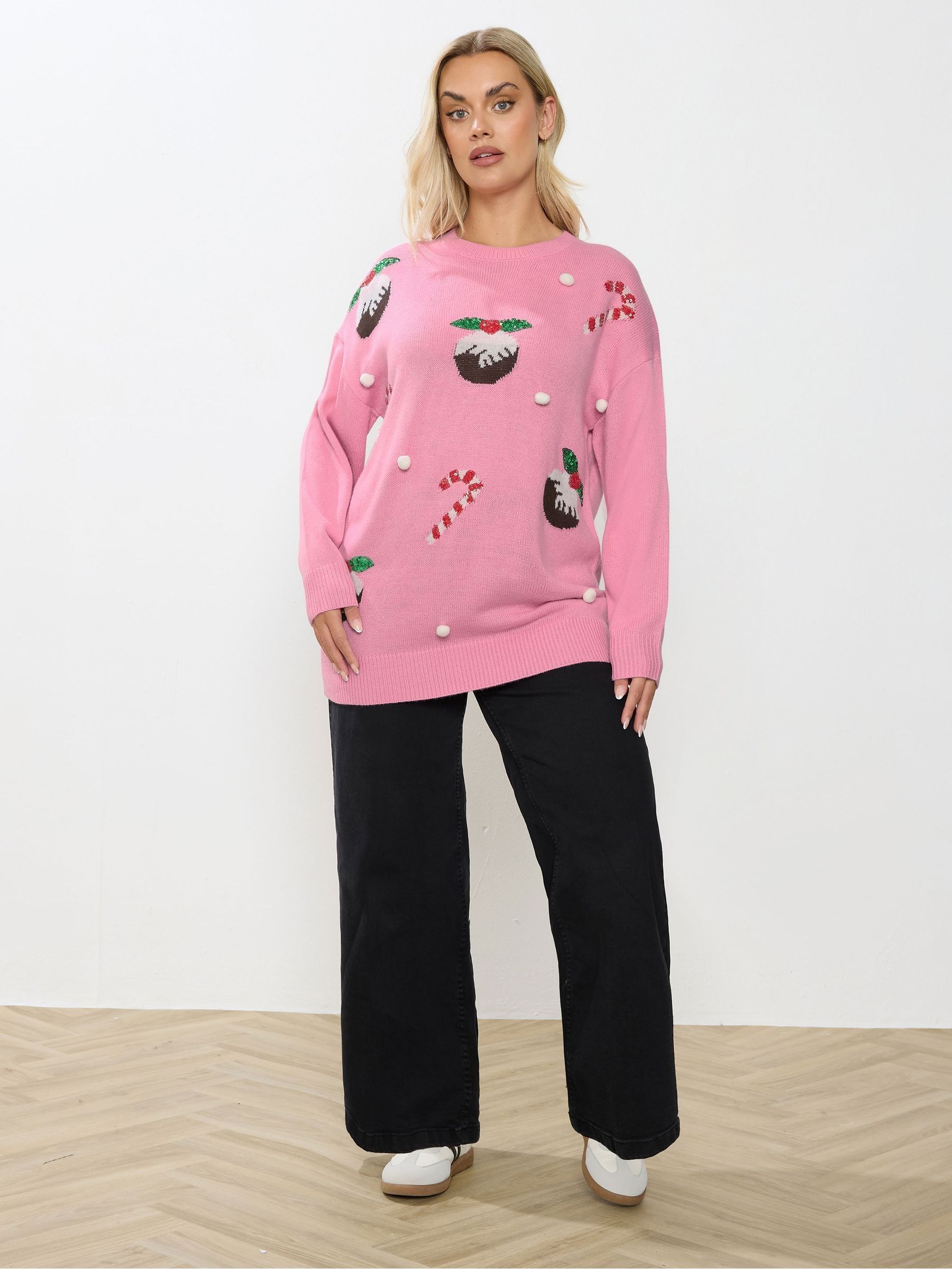 Yours Curve Candy Cane Novelty Jumper