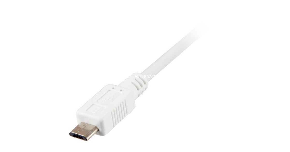 SharkoonUSB-A 2.0 > Micro USB-B kabel  (Wit, 1 meter)