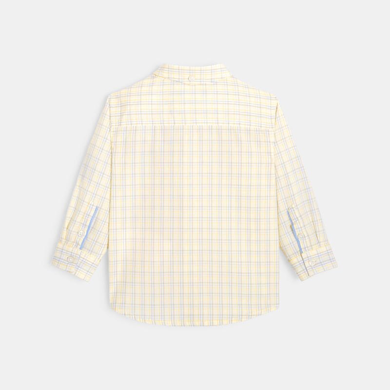 Chemise à carreaux et manches modulables jaune bébé garçon Jaune