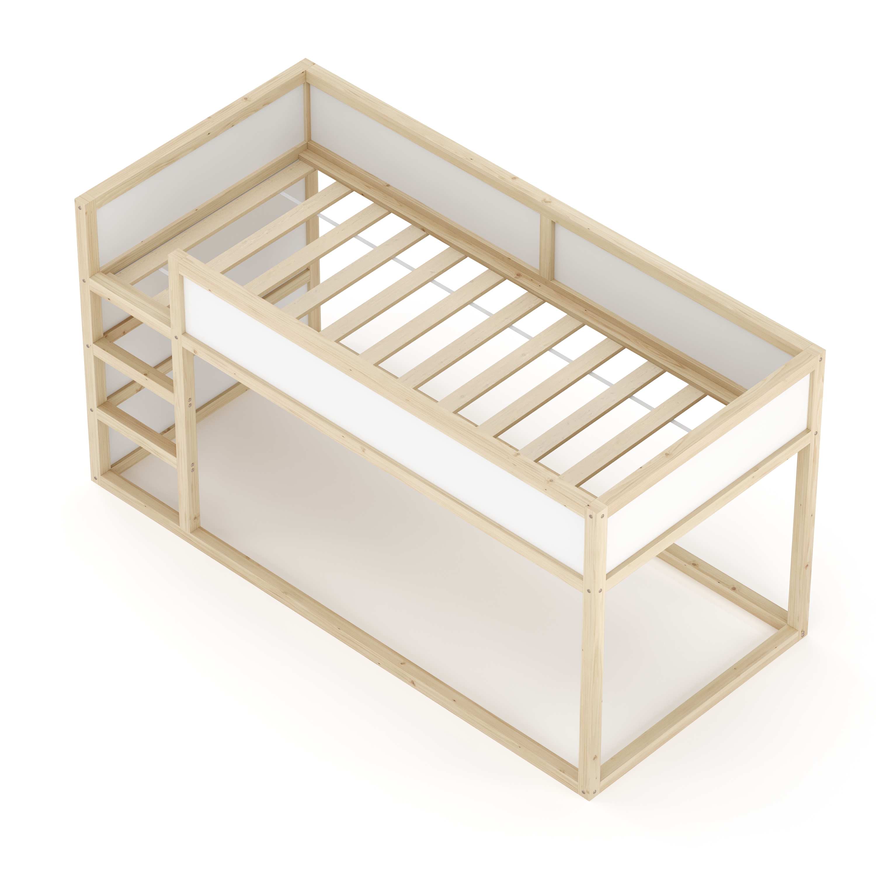 Kinderbett Hochbett BOSWIL 90 x 200 cm 2-in-1 natur/weiss