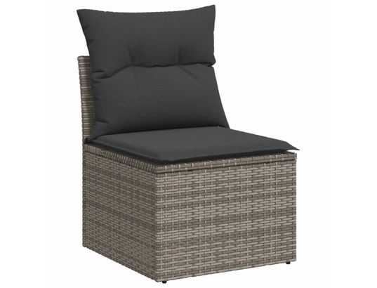 VIDAXL - Canapé Salon de jardin 6 pcs avec coussins gris résine tressée