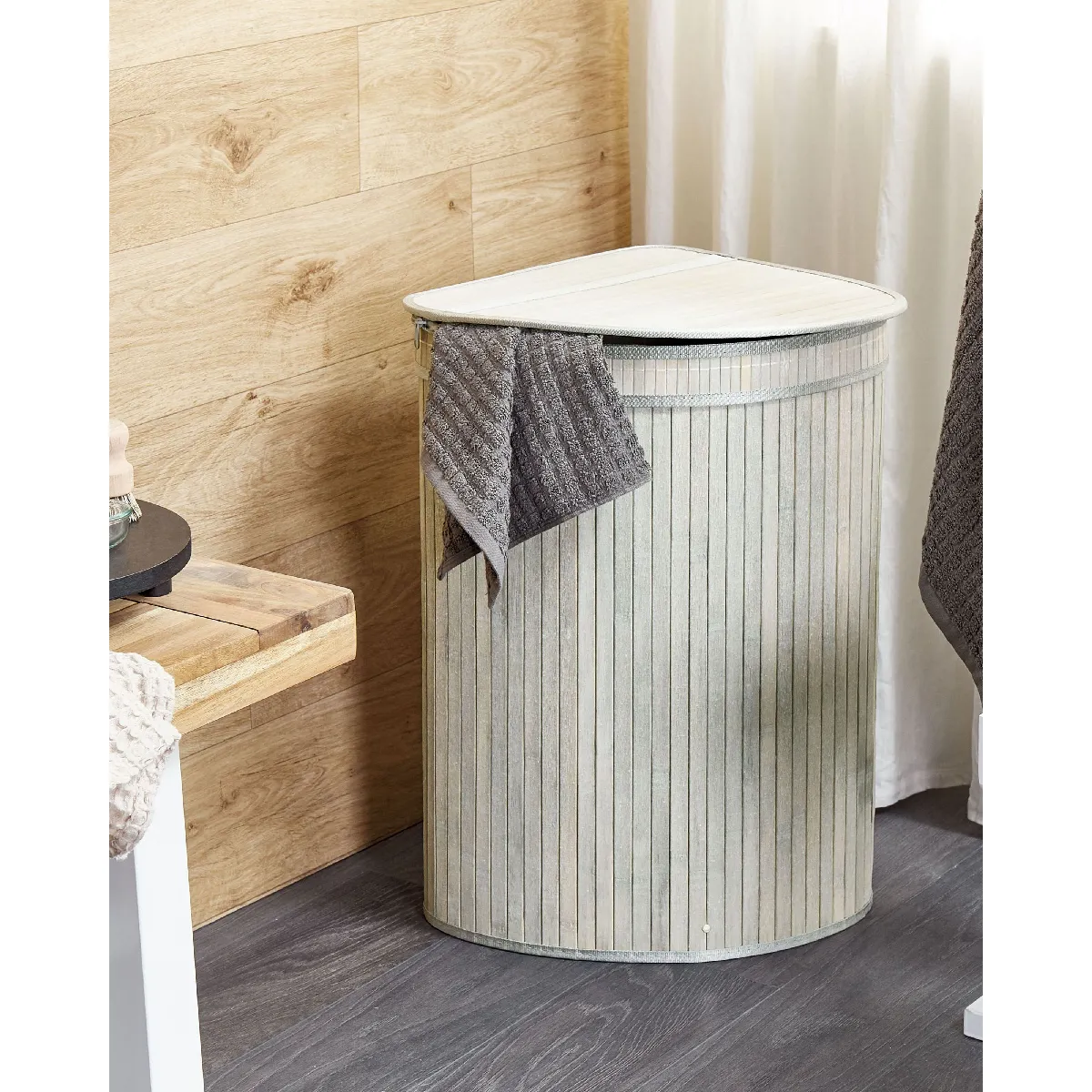 Beliani Panier BADULLA en bambou gris 60 cm