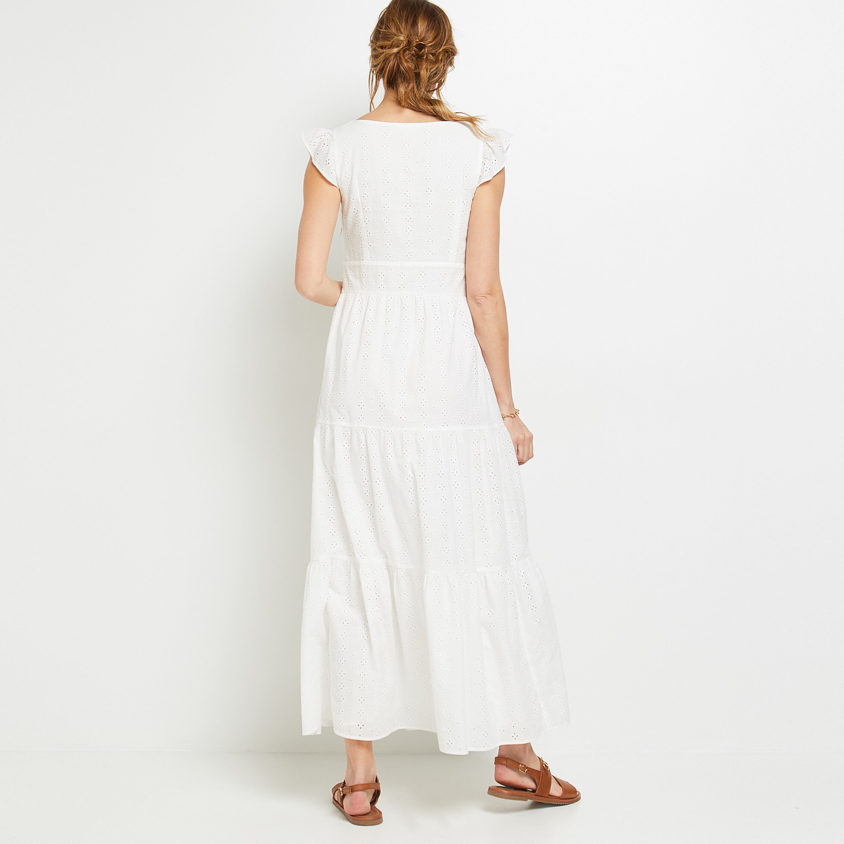 Robe longue brodée - BLANC