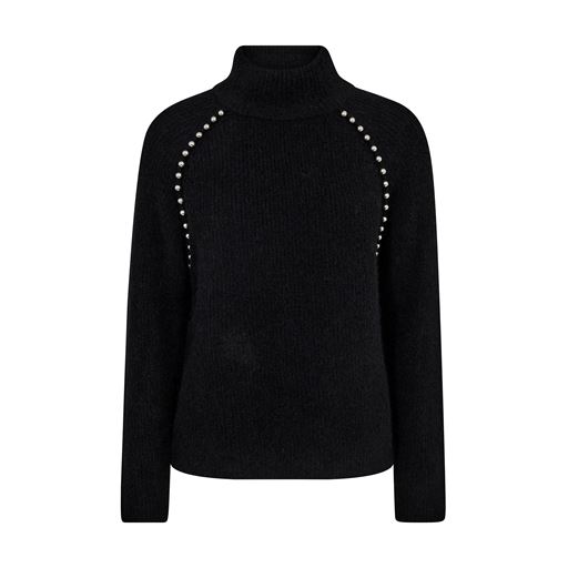 Mos Mosh Zora Bead Highneck Striktrøje, Black, XL