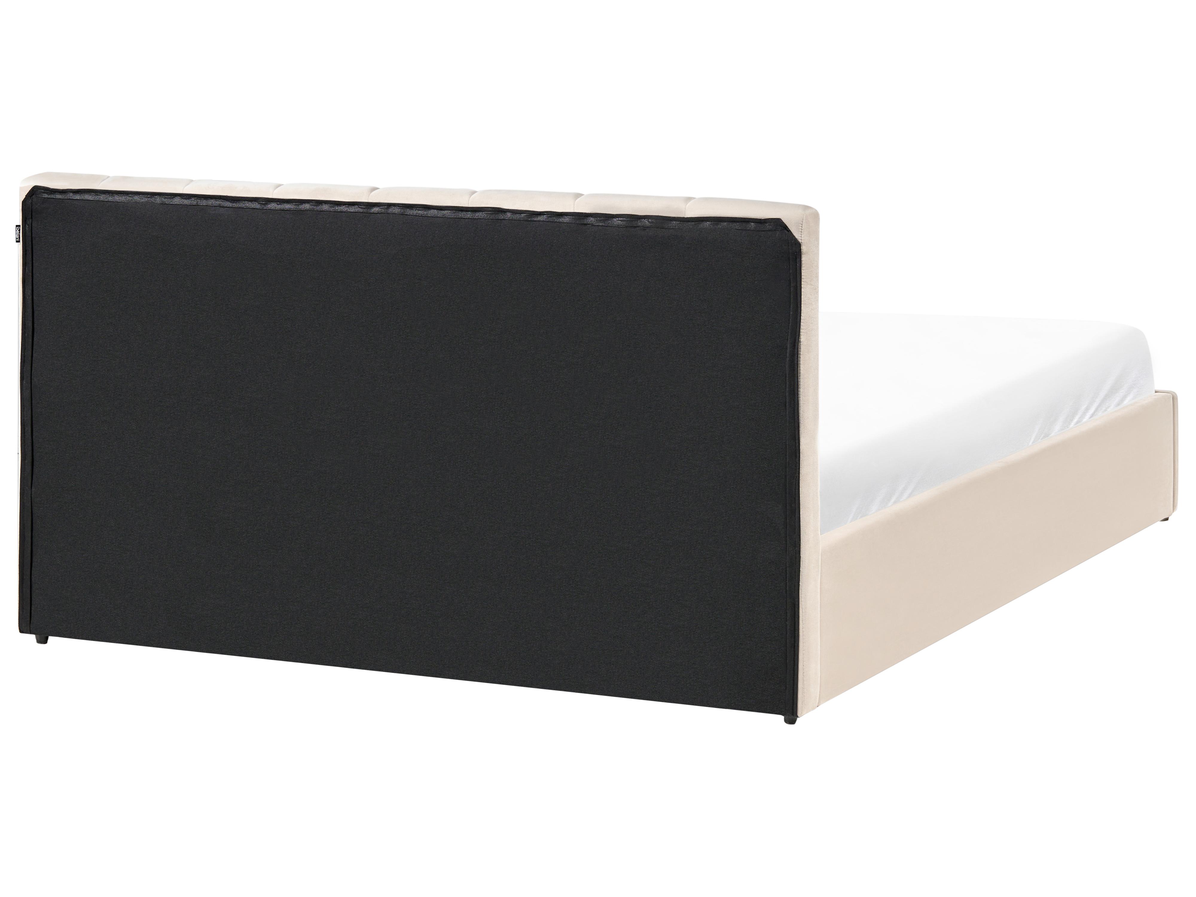 Bed met opbergruimte Fluweel DREUX 180 x 200 cm Lichtbeige