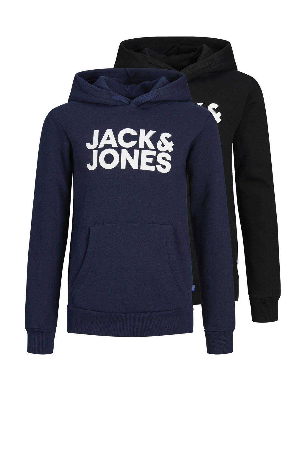 JACK & JONES hoodie - set van 2 zwart/donkerblauw