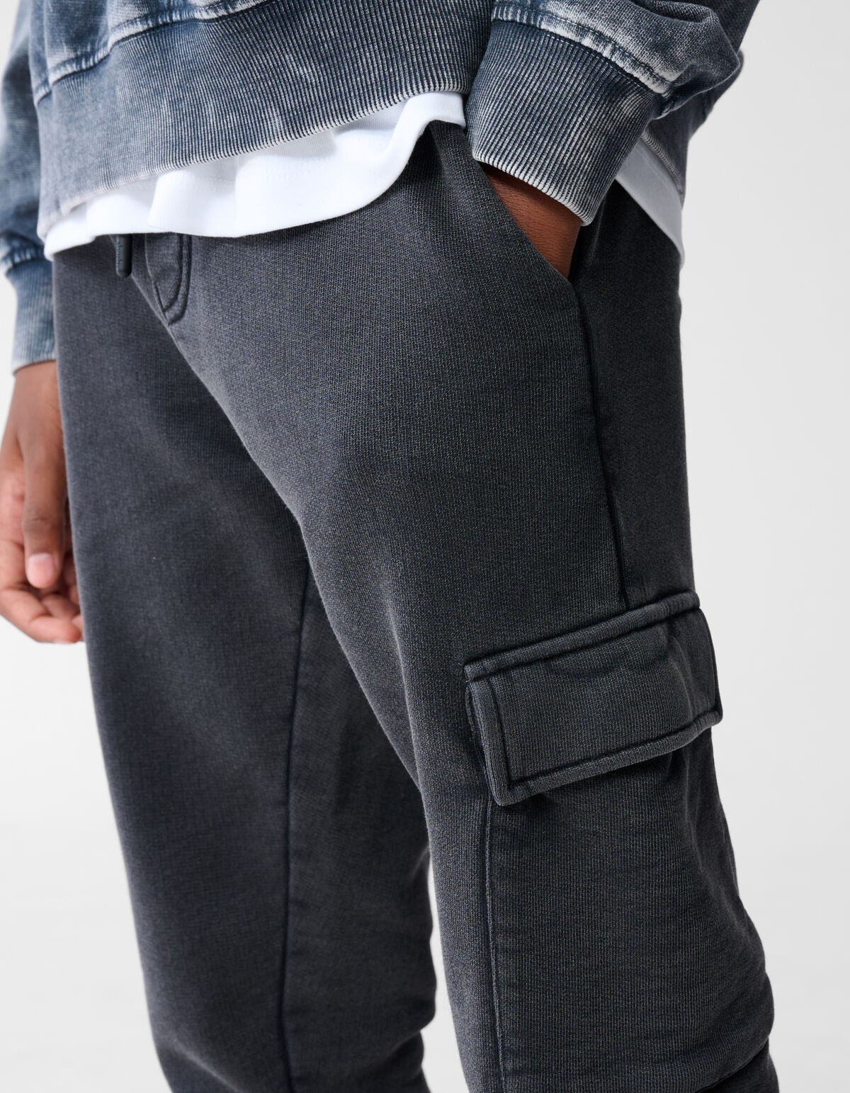 Washed Cargo Broek Donkergrijs