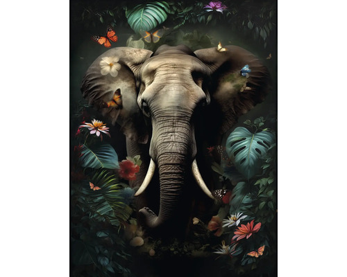 Canvas schilderij Olifant in de jungle 84x116 cm