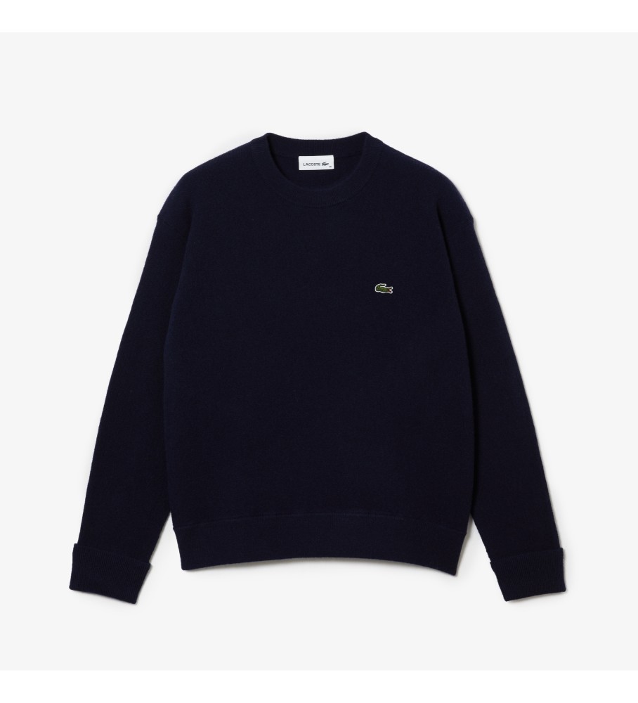 Camisa esportiva Lacoste em lã azul marinho escura.