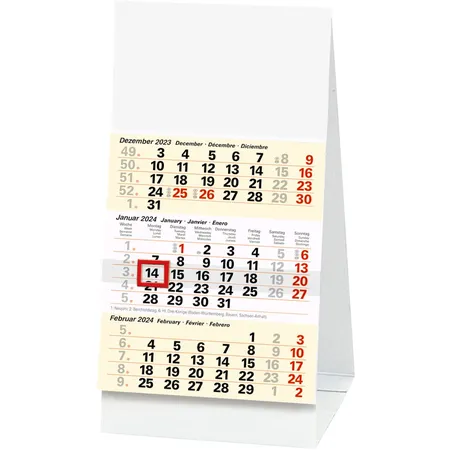 BRUNNEN 3-Monatskalender Tischkalender 2024 9,7 x 19 cm