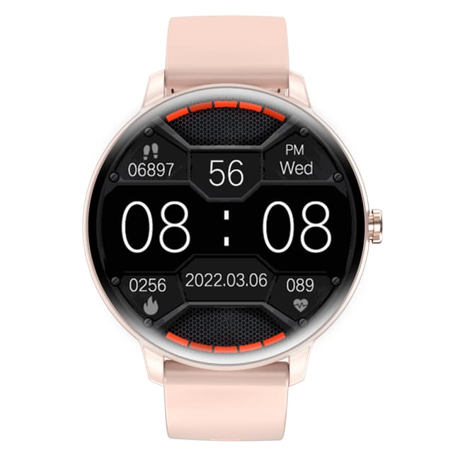 Smartwatch med EKG, pulsmåler, blodtryksmåler, søvntracker og skridttæller Lyserød