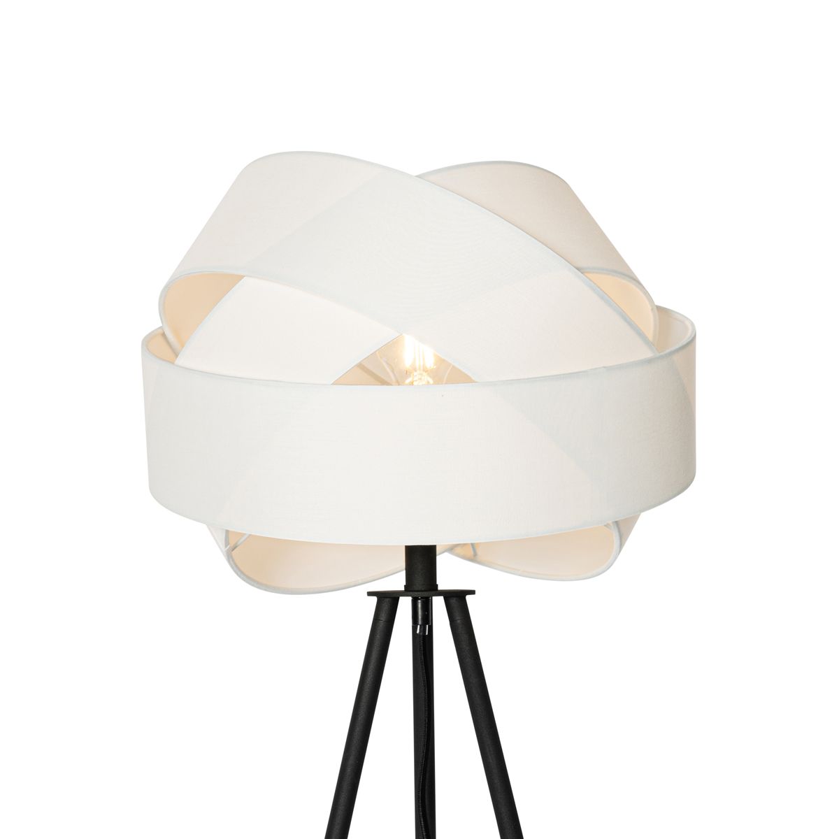Moderne vloerlamp zwart met witte kap - Cloth