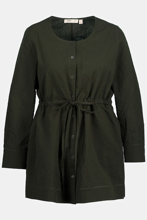Longbluse, A-Linie, Rundhals, Langarm, Biobaumwolle