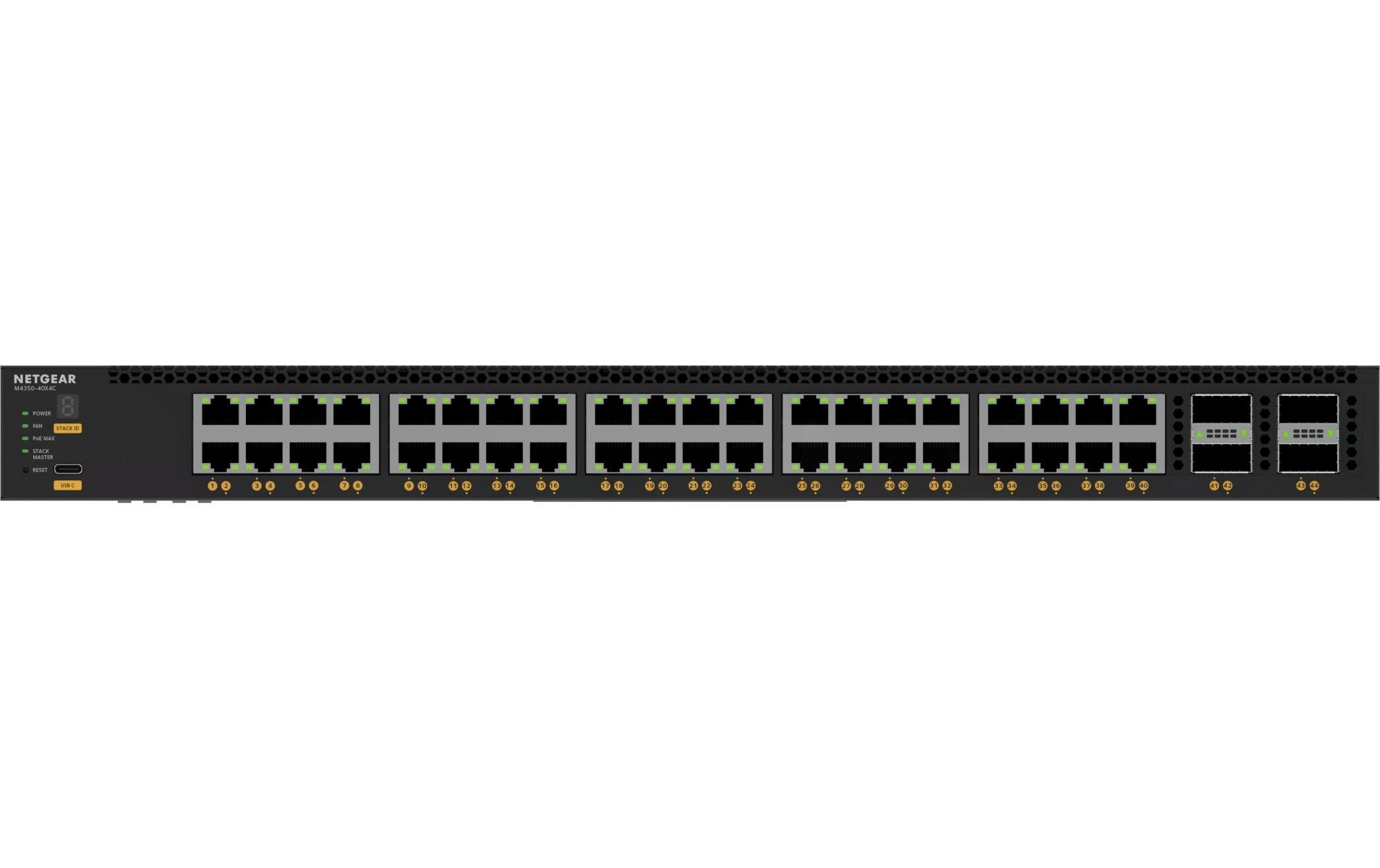 PoE++ Switch AV Line M4350-40X4C 44 Port<br>40x10G/Multi-Gig PoE++ (196W - 1676W PoE-Leistung) und 4xQSFP28 (100G) Managed Switch