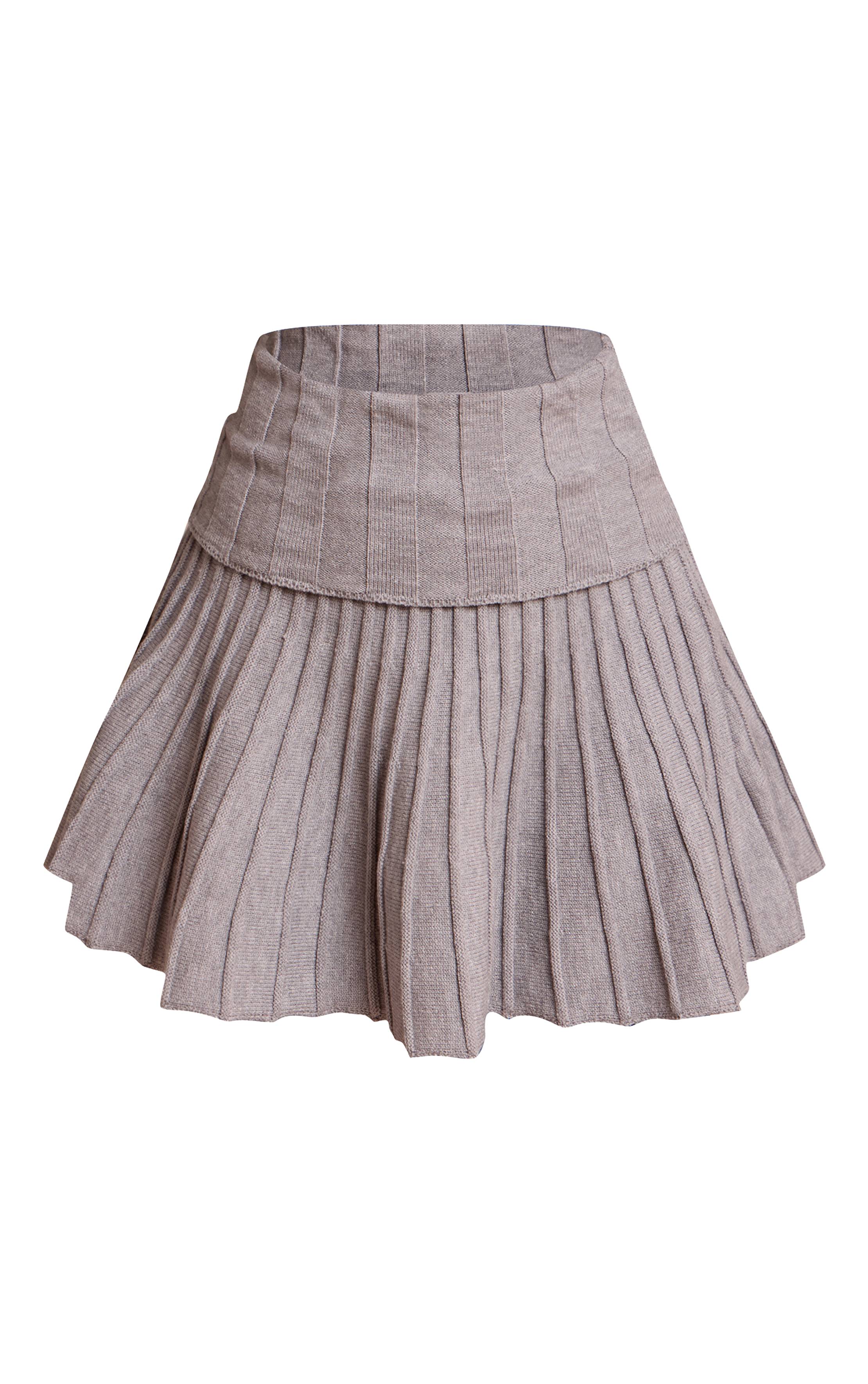 Gris Cendré Mini-jupe Petite À Taille Repliée