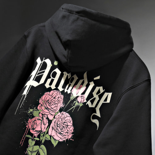 Sweat Capuche Paradise Roses Clothing Noir