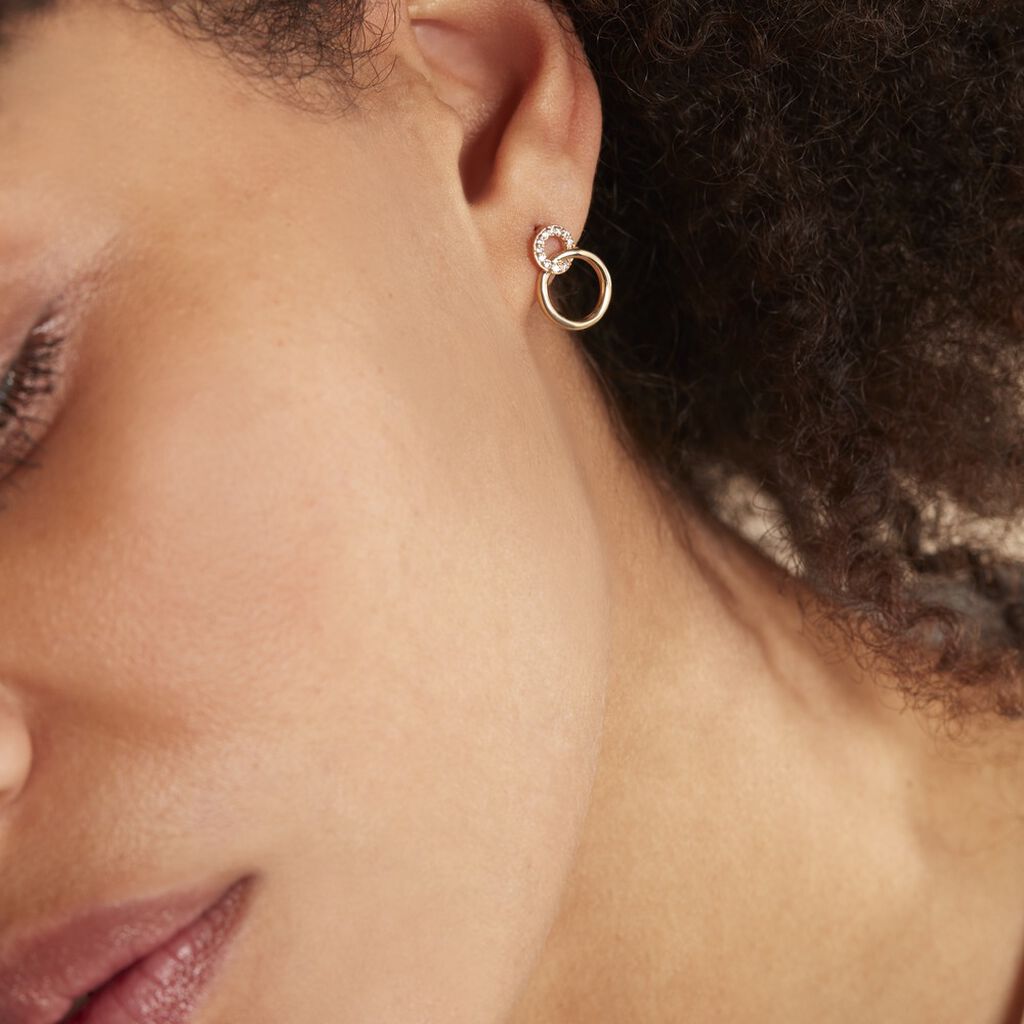 Boucles D'oreilles Pendantes Essia Plaqué Or Jaune Oxyde De Zirconium