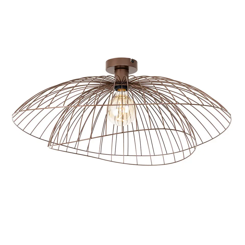 Qazqa plafondlampen pua bruin e27