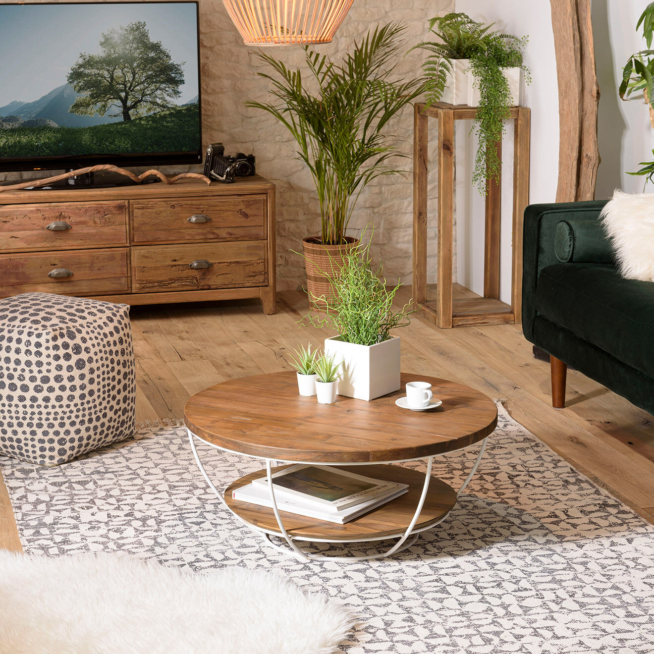 Macabane Table basse Sixtine bois naturel  - D.80xH.35 cm