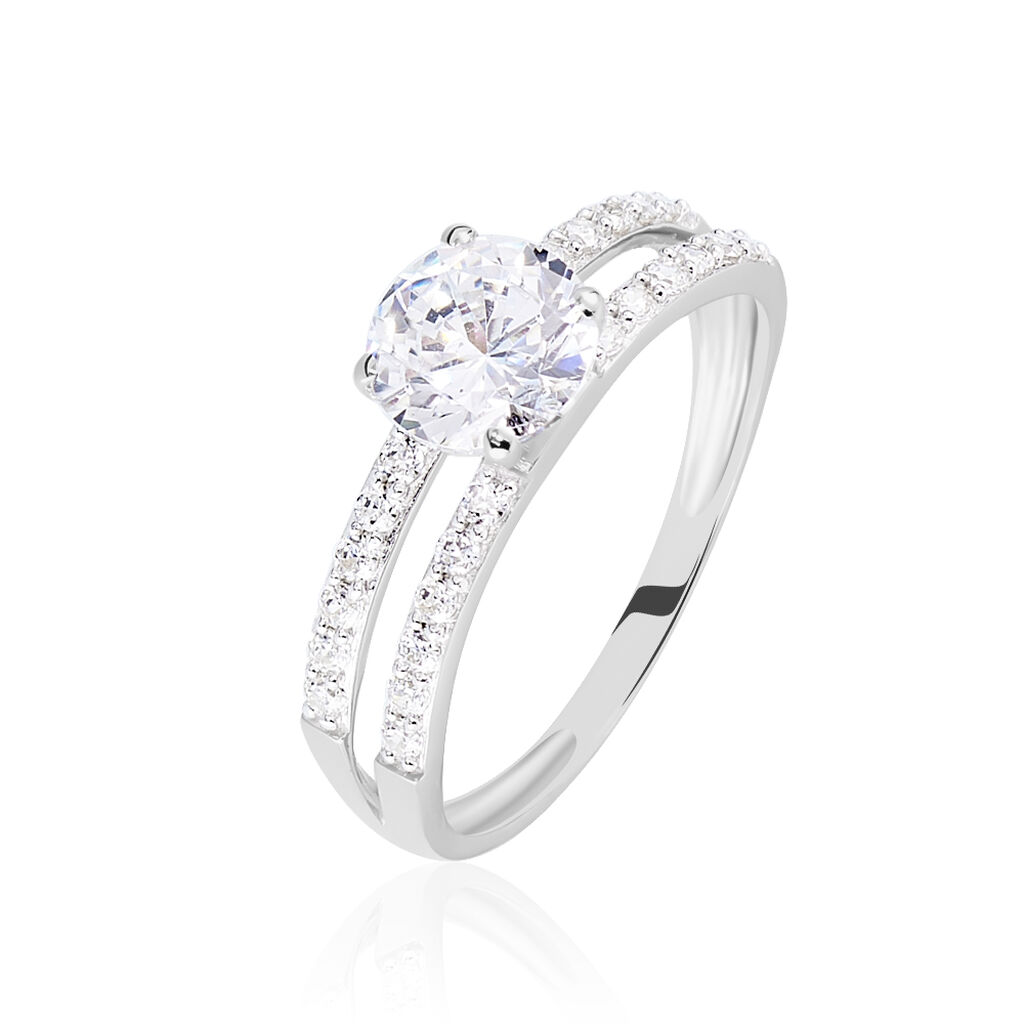 Bague Solitaire Cesarine Or Blanc Oxyde De Zirconium